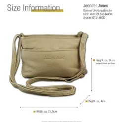 Jennifer Jones Tasche Leder beige kleine Echtleder Damenhandtasche OTJ1460C