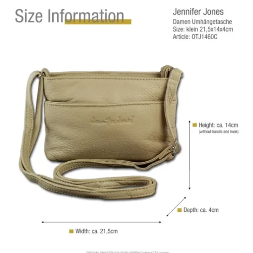 Jennifer Jones Tasche Leder beige kleine Echtleder Damenhandtasche OTJ1460C