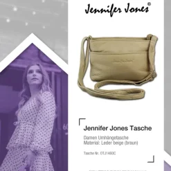 Jennifer Jones Tasche Leder beige kleine Echtleder Damenhandtasche OTJ1460C