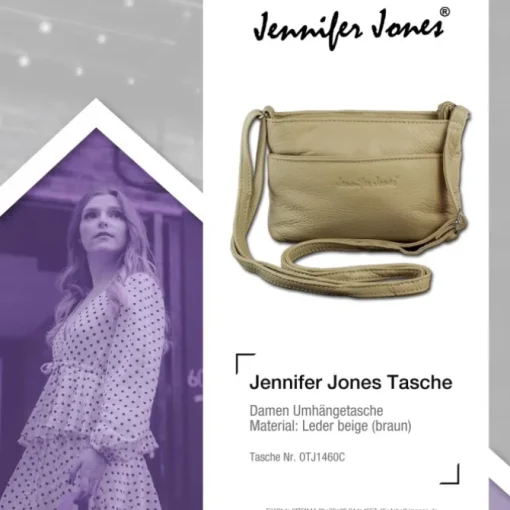 Jennifer Jones Tasche Leder beige kleine Echtleder Damenhandtasche OTJ1460C
