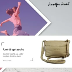 Jennifer Jones Tasche Leder beige kleine Echtleder Damenhandtasche OTJ1460C
