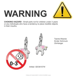 Kinder Creole Einhorn rosa 925 Sterling Silber Ohrring Kinderschmuck TW SDO8157W