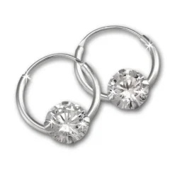 Kinder Creole Stein Zirkonia weiß 925 Silber Ohrring Kinderschmuck TW SDO8705W
