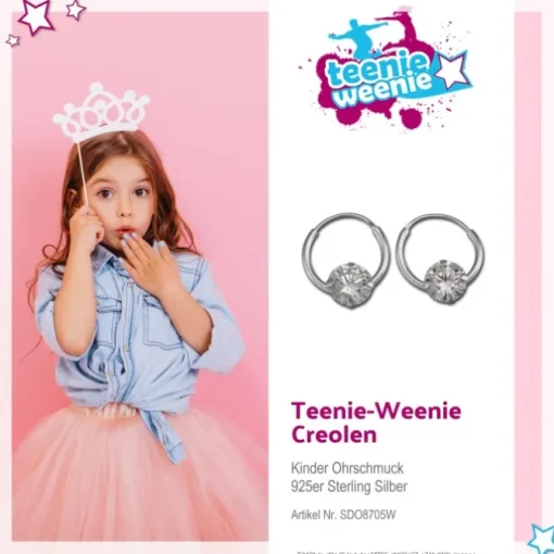 Kinder Creole Stein Zirkonia weiß 925 Silber Ohrring Kinderschmuck TW SDO8705W