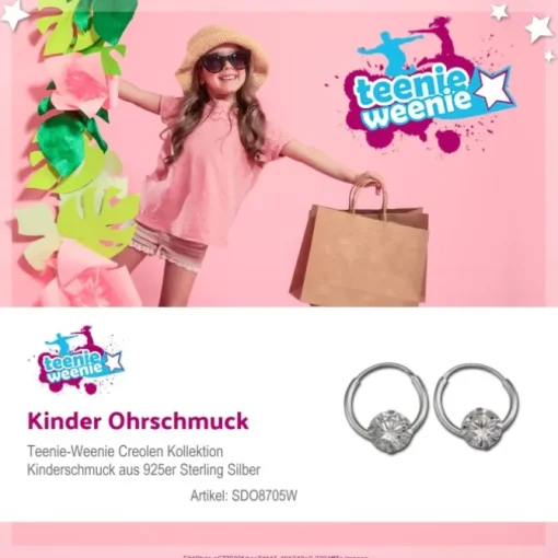 Kinder Creole Stein Zirkonia weiß 925 Silber Ohrring Kinderschmuck TW SDO8705W
