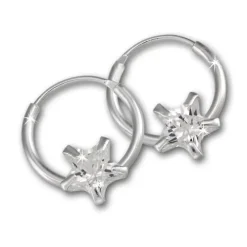 Kinder Creole Stern Zirkonia weiß 925 Silber Ohrring Kinderschmuck TW SDO8704W