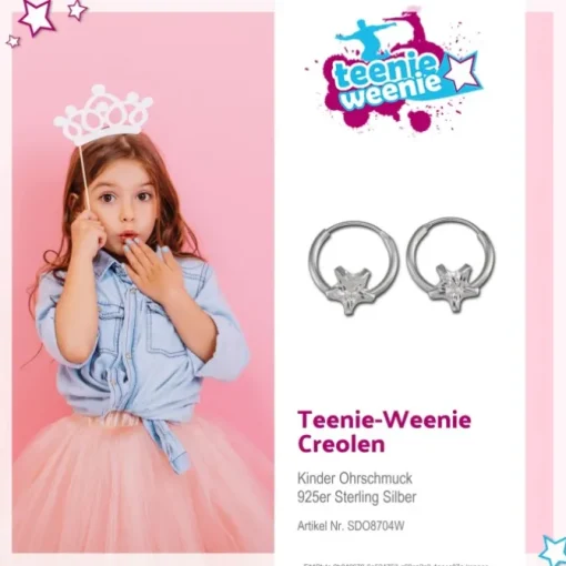 Kinder Creole Stern Zirkonia weiß 925 Silber Ohrring Kinderschmuck TW SDO8704W