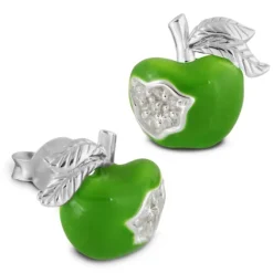 Kinder Ohrring Apfel grün Silber Ohrstecker Kinderschmuck TW SDO8116L