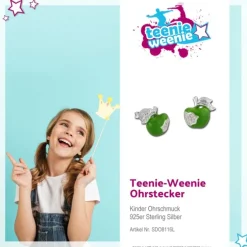 Kinder Ohrring Apfel grün Silber Ohrstecker Kinderschmuck TW SDO8116L