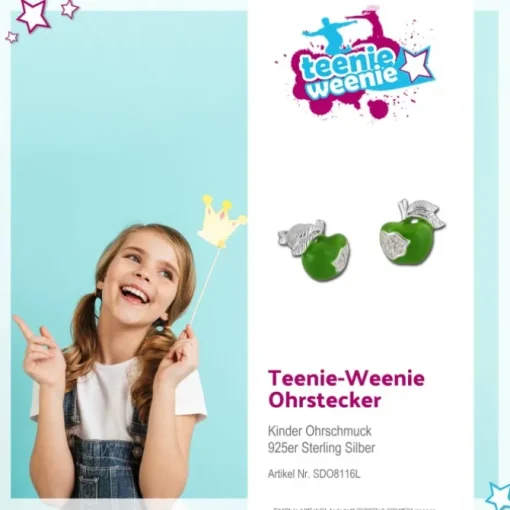 Kinder Ohrring Apfel grün Silber Ohrstecker Kinderschmuck TW SDO8116L