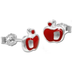 Kinder Ohrring Apfel rot Silber Ohrstecker Kinderschmuck SDO210R