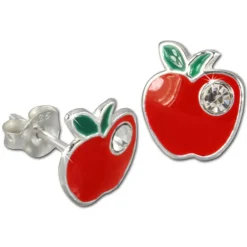 Kinder Ohrring Apfel rot Silber Ohrstecker Kinderschmuck TW SDO8110R