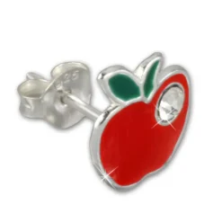 Kinder Ohrring Apfel rot Silber Ohrstecker Kinderschmuck TW SDO8110R