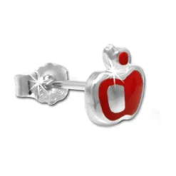 Kinder Ohrring Apfel rot Silber Ohrstecker Kinderschmuck SDO210R
