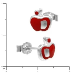 Kinder Ohrring Apfel rot Silber Ohrstecker Kinderschmuck SDO210R