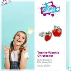 Kinder Ohrring Apfel rot Silber Ohrstecker Kinderschmuck TW SDO8110R