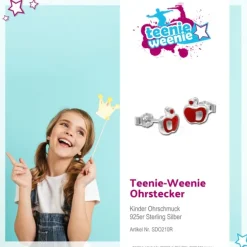Kinder Ohrring Apfel rot Silber Ohrstecker Kinderschmuck SDO210R