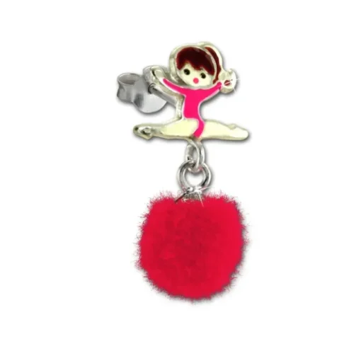 Kinder Ohrring Ballerina Puschel pink Ohrstecker 925 Silber SDO8556P