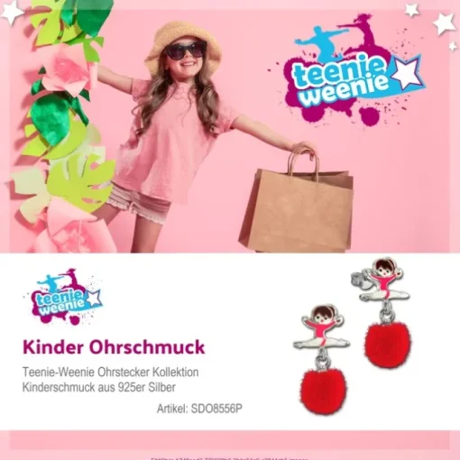 Kinder Ohrring Ballerina Puschel pink Ohrstecker 925 Silber SDO8556P
