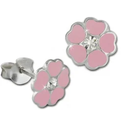 Kinder Ohrring Blümchen rosa Ohrstecker 925 Kinderschmuck TW SDO8123A