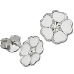 Kinder Ohrring Blümchen weiß Ohrstecker 925 Kinderschmuck TW SDO8123W