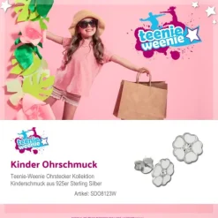 Kinder Ohrring Blümchen weiß Ohrstecker 925 Kinderschmuck TW SDO8123W