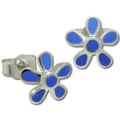 Kinder Ohrring Blume blau Silber Ohrstecker Kinderschmuck TW SDO209B