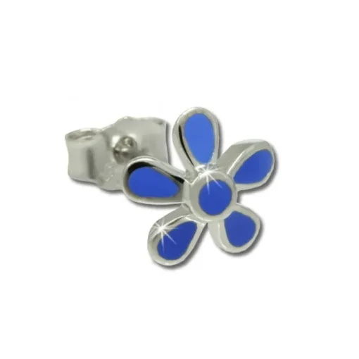 Kinder Ohrring Blume blau Silber Ohrstecker Kinderschmuck TW SDO209B