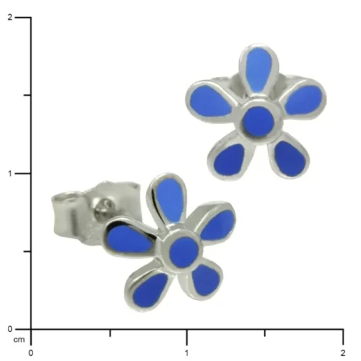 Kinder Ohrring Blume blau Silber Ohrstecker Kinderschmuck TW SDO209B