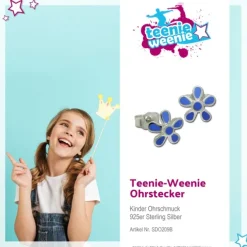 Kinder Ohrring Blume blau Silber Ohrstecker Kinderschmuck TW SDO209B