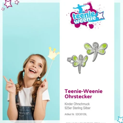 Kinder Ohrring 3D Libelle hellgrün Ohrstecker 925 Kinderschmuck TW SDO8109L