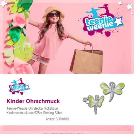 Kinder Ohrring 3D Libelle hellgrün Ohrstecker 925 Kinderschmuck TW SDO8109L