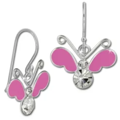 Kinder Ohrring 3D Schmetterling pink Ohrhänger 925 Kinderschmuck TW SDO8140P