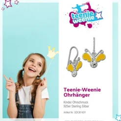 Kinder Ohrring 3D Schmetterling gelb Ohrhänger 925 Kinderschmuck TW SDO8140Y
