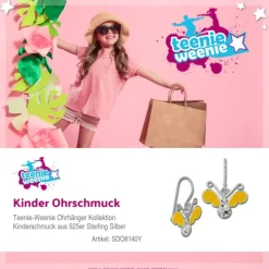 Kinder Ohrring 3D Schmetterling gelb Ohrhänger 925 Kinderschmuck TW SDO8140Y