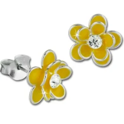 Kinder Ohrring 3D Seerose gelb Ohrstecker 925 Kinderschmuck TW SDO8122Y