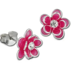 Kinder Ohrring 3D Seerose pink Ohrstecker 925 Kinderschmuck TW SDO8122P