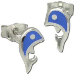 Kinder Ohrring Delfin blau Silber Ohrstecker Kinderschmuck TW SDO212B