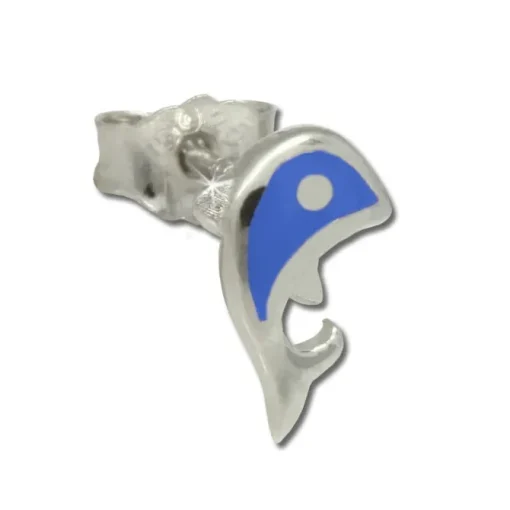 Kinder Ohrring Delfin blau Silber Ohrstecker Kinderschmuck TW SDO212B