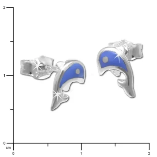 Kinder Ohrring Delfin blau Silber Ohrstecker Kinderschmuck TW SDO212B
