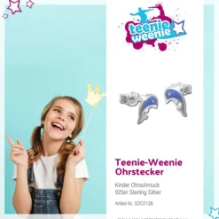 Kinder Ohrring Delfin blau Silber Ohrstecker Kinderschmuck TW SDO212B