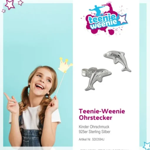 Kinder Ohrring Delfin 925er Sterling Silber Kinderschmuck TW SDO594J