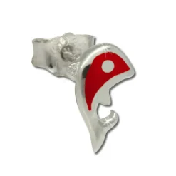 Kinder Ohrring Delfin rot Silber Ohrstecker Kinderschmuck TW SDO212R