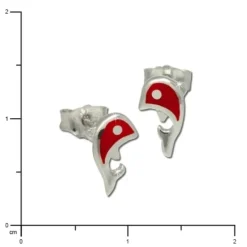 Kinder Ohrring Delfin rot Silber Ohrstecker Kinderschmuck TW SDO212R
