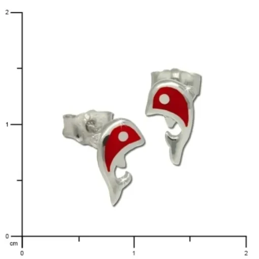 Kinder Ohrring Delfin rot Silber Ohrstecker Kinderschmuck TW SDO212R