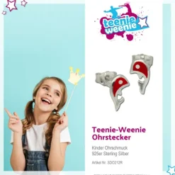 Kinder Ohrring Delfin rot Silber Ohrstecker Kinderschmuck TW SDO212R