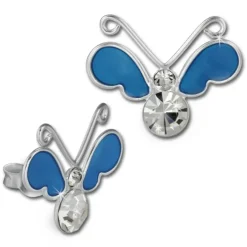 Kinder Ohrring 3DSchmetterling hellblau Ohrstecker 925 Kinderschmuck TW SDO8121H