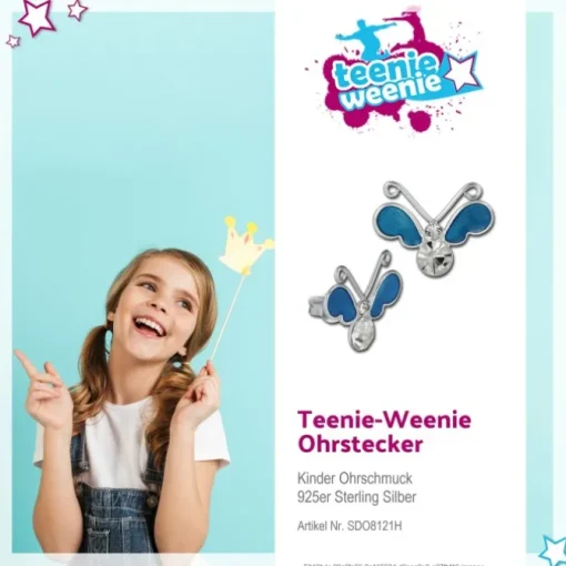 Kinder Ohrring 3DSchmetterling hellblau Ohrstecker 925 Kinderschmuck TW SDO8121H