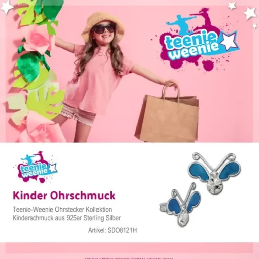 Kinder Ohrring 3DSchmetterling hellblau Ohrstecker 925 Kinderschmuck TW SDO8121H