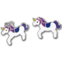 Kinder Ohrring Einhorn weiß Ohrstecker 925 Kinderschmuck TW SDO8141W